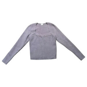 Abercrombie & Fitch Long Sleeve Sweetheart Heavy Sweater Ribbed Gray Size Large